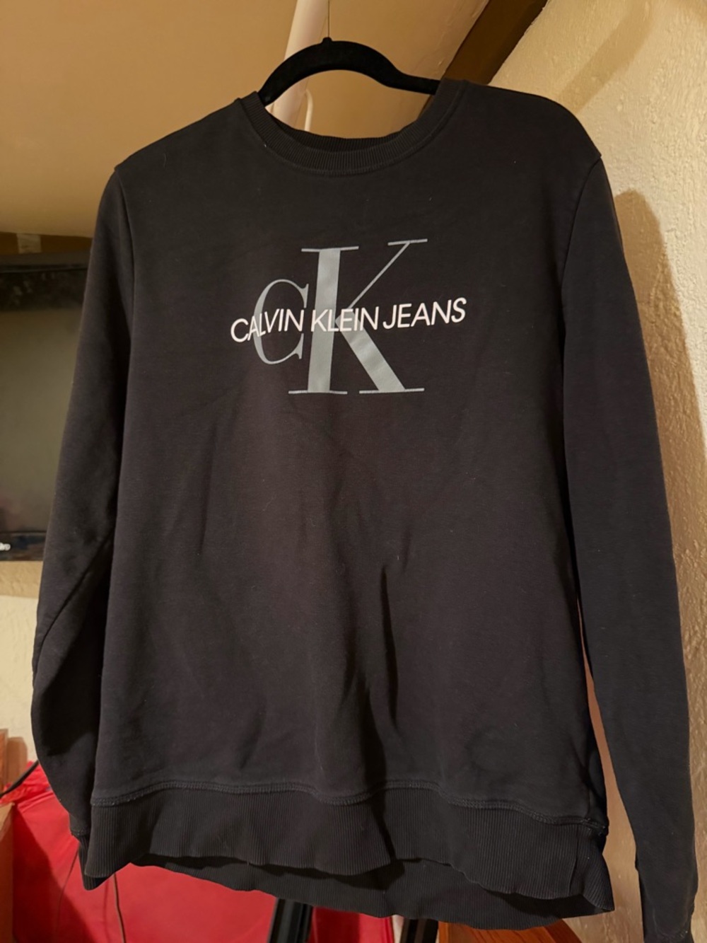 Calvin Klein Jeans Black Crewneck with Gray CK Logo size L